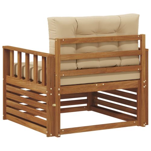 Комплект дивани за открито Солидно акациево дърво и полиестер