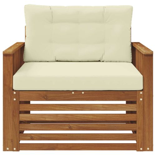 Комплект дивани за открито Солидно акациево дърво и полиестер