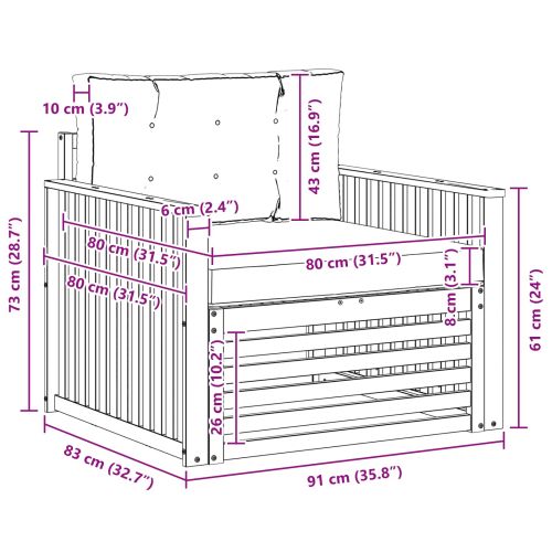 Комплект дивани за открито Солидно акациево дърво и полиестер