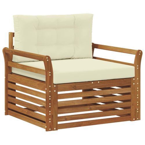 Комплект дивани за открито Солидно акациево дърво и полиестер