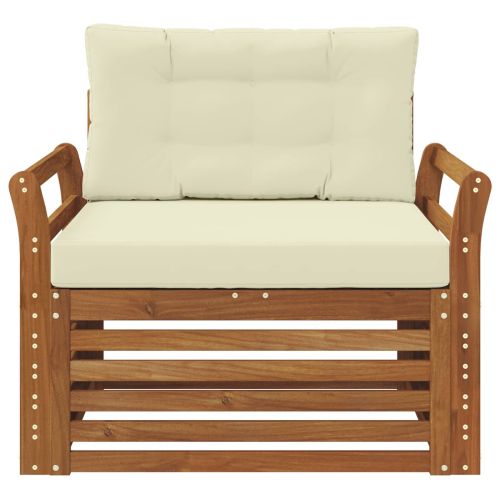 Комплект дивани за открито Солидно акациево дърво и полиестер