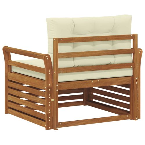 Комплект дивани за открито Солидно акациево дърво и полиестер