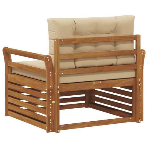 Комплект дивани за открито Солидно акациево дърво и полиестер