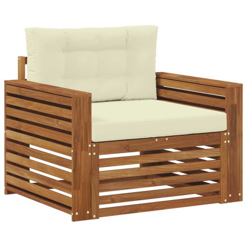 Комплект дивани за открито Солидно акациево дърво и полиестер