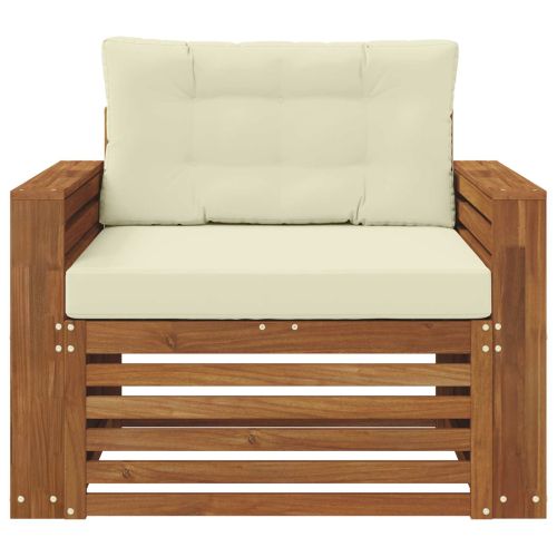 Комплект дивани за открито Солидно акациево дърво и полиестер