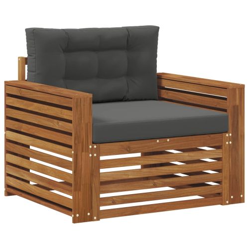 Комплект дивани за открито Солидно акациево дърво и полиестер