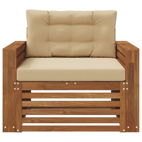 Комплект дивани за открито Солидно акациево дърво и полиестер