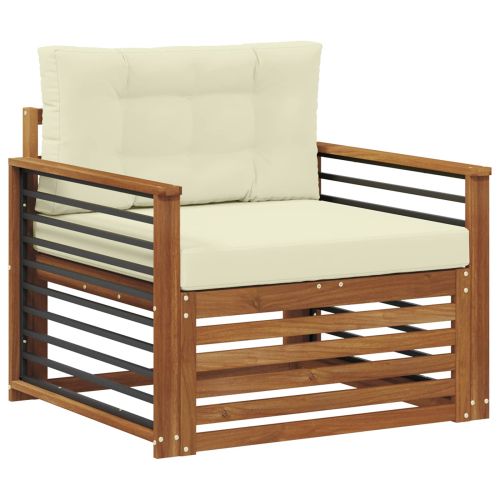 Комплект дивани за открито Солидно акациево дърво и полиестер