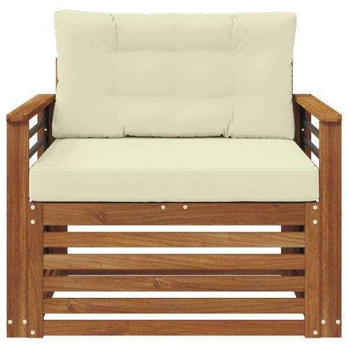 Комплект дивани за открито Солидно акациево дърво и полиестер