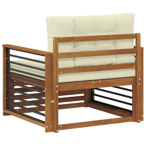 Комплект дивани за открито Солидно акациево дърво и полиестер