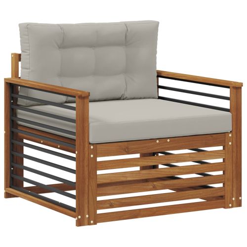 Комплект дивани за открито Солидно акациево дърво и полиестер