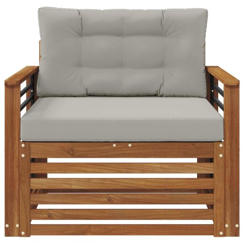 Комплект дивани за открито Солидно акациево дърво и полиестер