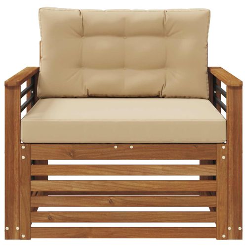 Комплект дивани за открито Солидно акациево дърво и полиестер