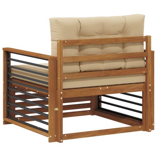 Комплект дивани за открито Солидно акациево дърво и полиестер