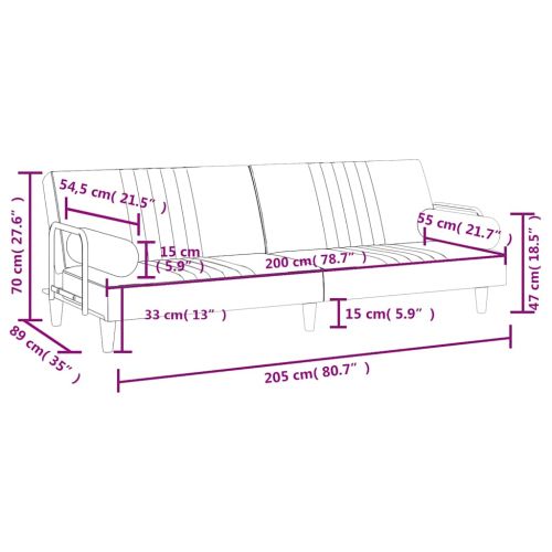 Разтегателно канапе с подлакътници, тъмнозелено, кадифе