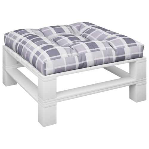 Палетна възглавница, сиво каре, 80x80x12 см, текстил