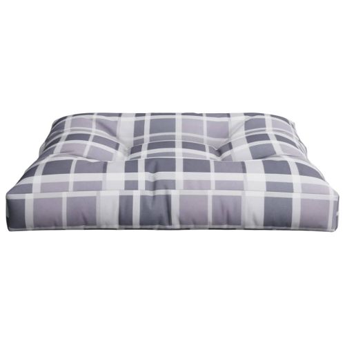 Палетна възглавница, сиво каре, 80x80x12 см, текстил