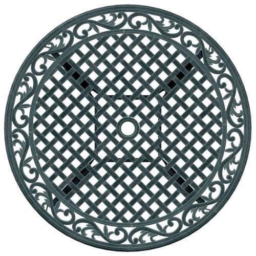 Градинска маса, зелена, Ø90x75 см, лят алуминий