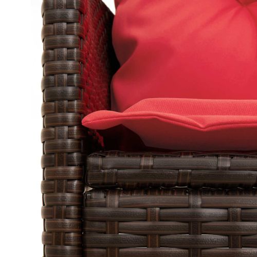 Градински Софа Комплект 2 pcs Кафяво и червено полиратан