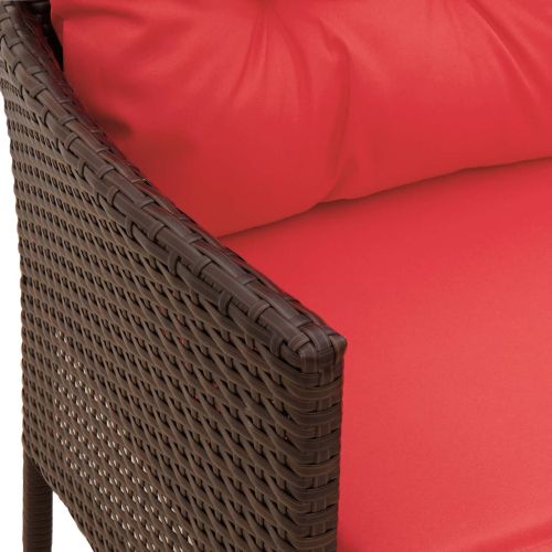 Градински Софа Комплект 2 pcs Кафяво и червено полиратан