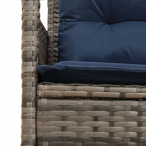 Градински Софа Комплект 2 pcs Сив и тъмен син полиратан