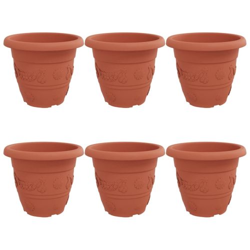 Кръгла саксия за цветя 6 pcs Червено тухла Ø 26 x 21.5 см