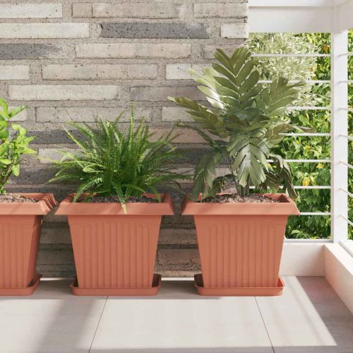 Квадратна цветна саксия 6 pcs Червено тухла 33 x 33 x 26 см