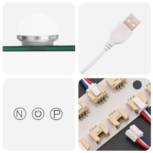 LED огледало за гримиране Бял 44 x 10 x 53 см Стъкло и стомана