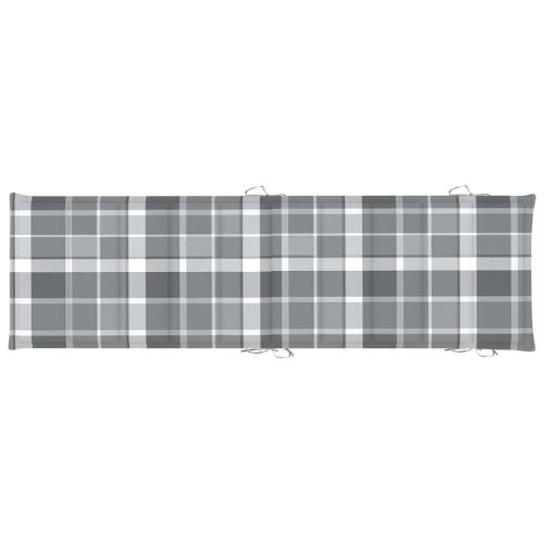 Шезлонг с възглавница, сив, масивно акациево дърво