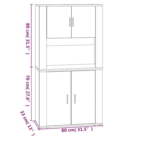 Висок шкаф, опушен дъб, инженерно дърво