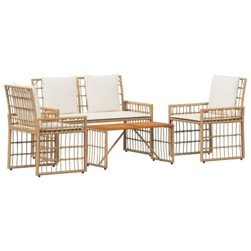 Комплект за външни мебели 4 pcs Естествено и кремаво бяло