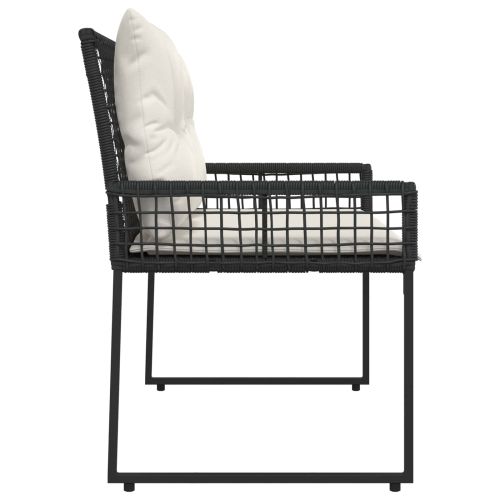 Външна пейка Черно и кремаво бяло 118 x 55 x 82 см