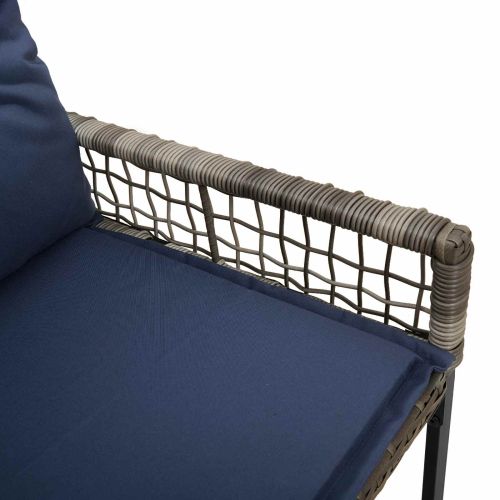 Външна пейка Сив и тъмен син 118 x 55 x 82 см PE ратан и плат