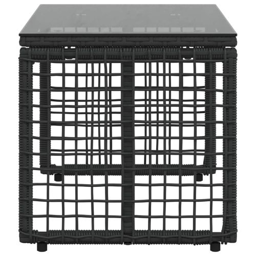 Маса за открито Черен 80 x 40 x 40 cm PE Ратаново и Стъкло