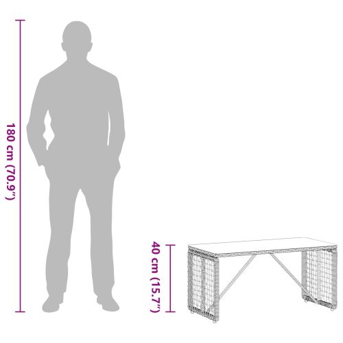 Маса за открито Черен 80 x 40 x 40 cm PE Ратаново и Стъкло