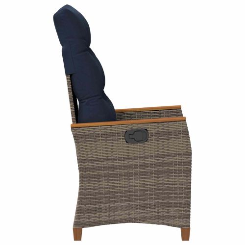 Лежанка за градина Сив и тъмен син 64 x 57,5 x 112 см полиратан