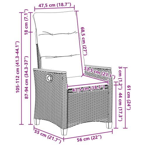 Лежанка за градина Сив и тъмен сив 64 x 57,5 x 112 см полиратан