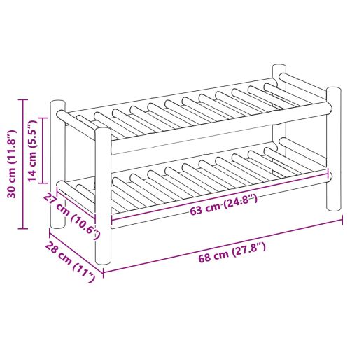 Шкаф за обувки с рафт Естествен 68 x 28 x 30 см Бамбук
