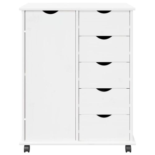 Плъзгащ кабинет с колело Бяло 63,5 x 39 x 79 см Солиден бор