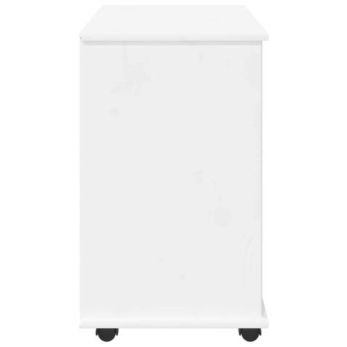 Плъзгащ кабинет с колело Бяло 63,5 x 39 x 65,5 см Солиден бор