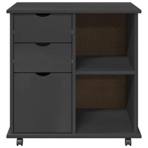 Плъзгащ кабинет с колело Сив 63,5 x 39 x 65,5 см Солиден бор