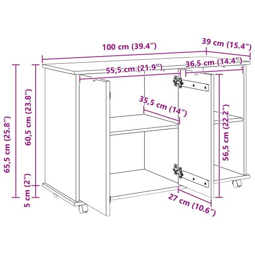 Плъзгащ кабинет Меден кафяв 100 x 39 x 65,5 см Солиден бор