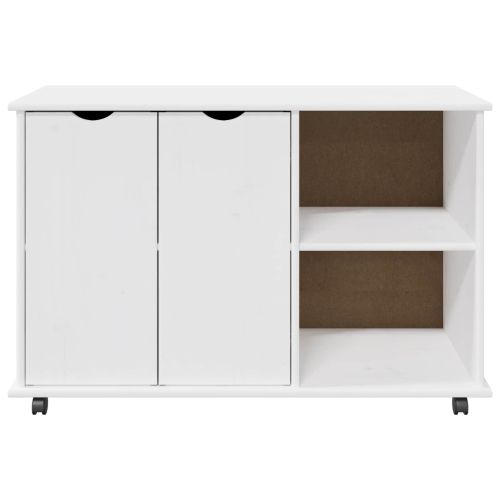 Плъзгащ кабинет с колело Бяло 100 x 39 x 65,5 см Солиден бор