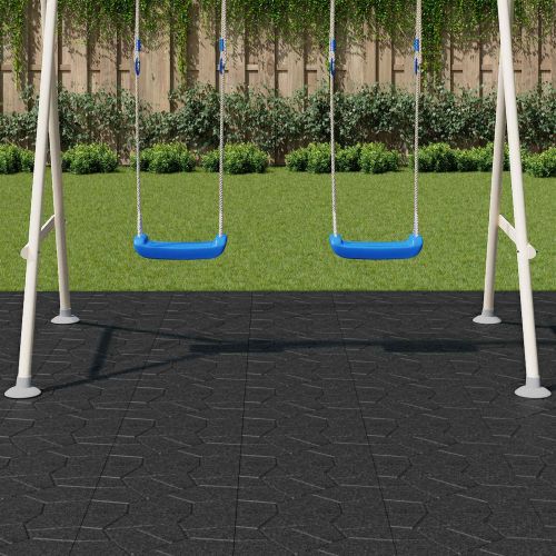 Стъпаловиден камък 6 pcs Черен 40,5 x 40,5 x 2 см Каучук