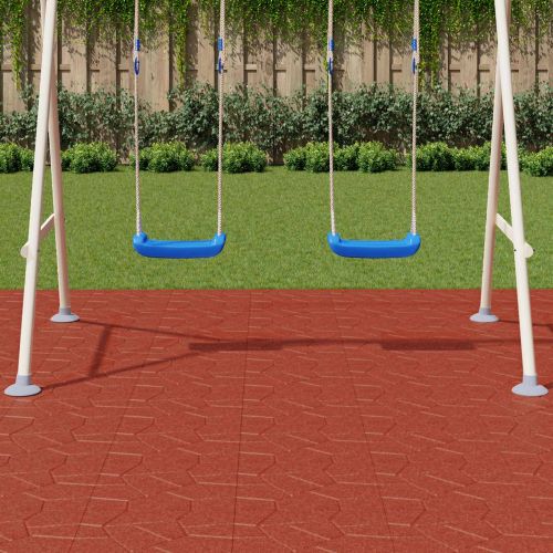 Стъпаловиден камък 6 pcs Червено 40,5 x 40,5 x 2 см Каучук