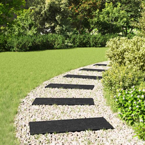 Стъпаловиден камък 6 pcs Черен 60,5 x 25 x 2 см Каучук