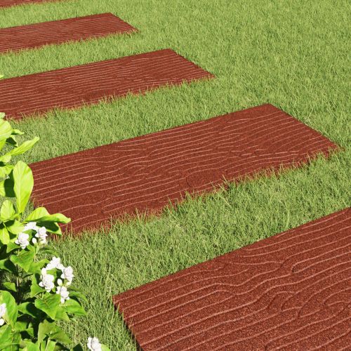 Стъпаловиден камък 6 pcs Червено 60,5 x 25 x 2 см Каучук