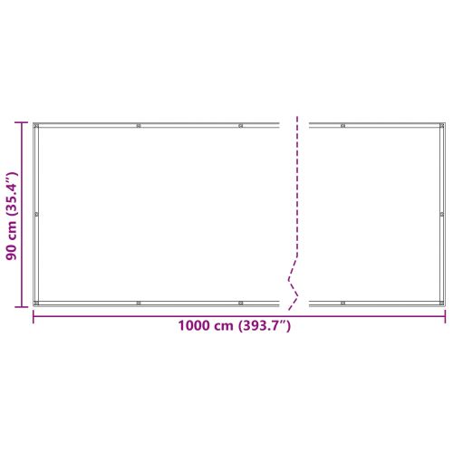 Балконен екран Бургундско червен 90 x 1000 cm