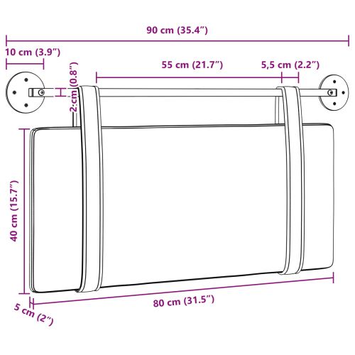 Висяща табла Монтиране на стена Бял 90 x 55 x 5 см текстил