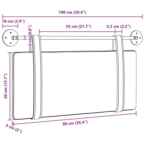 Висяща табла Едноцветен Светлосиво 100 x 55 x 5 см текстил